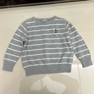 Carter’s Toddler 2T Pullover Sweater Grey/White with Blue Anchor EUC